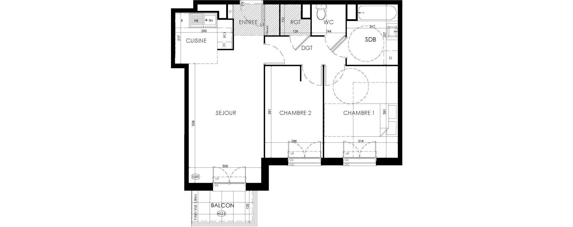 Appartement T3 de 59,99 m2 &agrave; Savigny-Le-Temple Centre