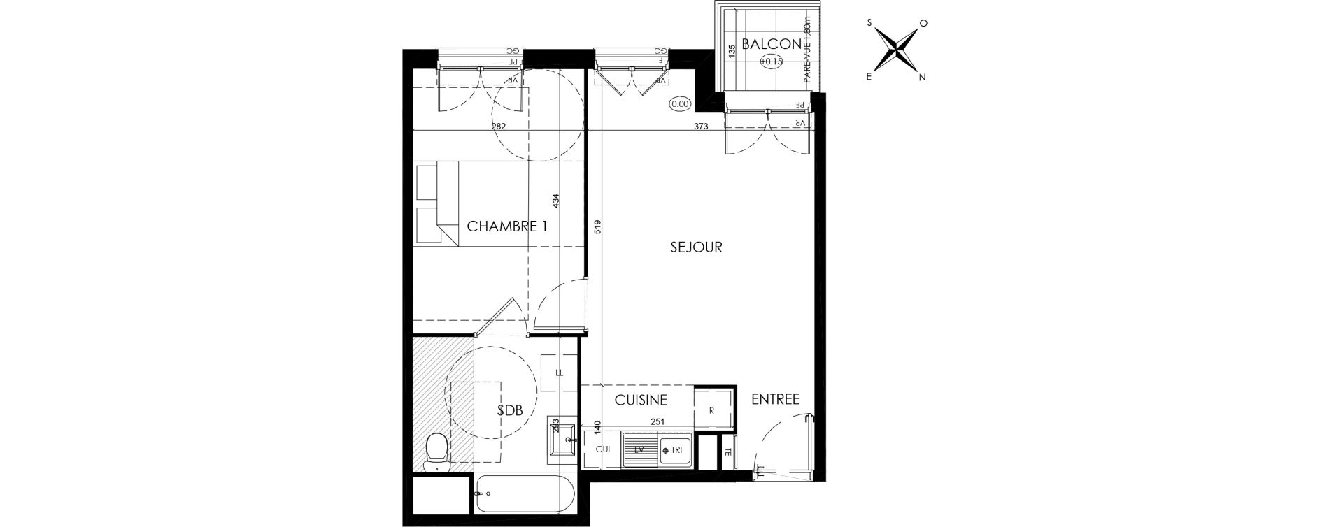 Appartement T2 de 42,43 m2 &agrave; Savigny-Le-Temple Centre