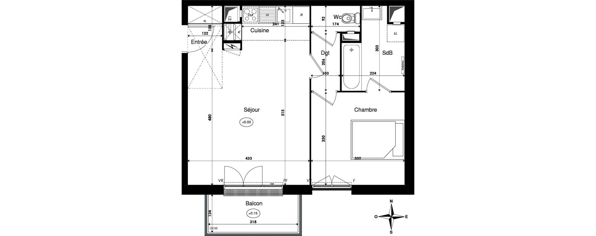 Appartement T2 de 47,00 m2 &agrave; Savigny-Le-Temple Centre