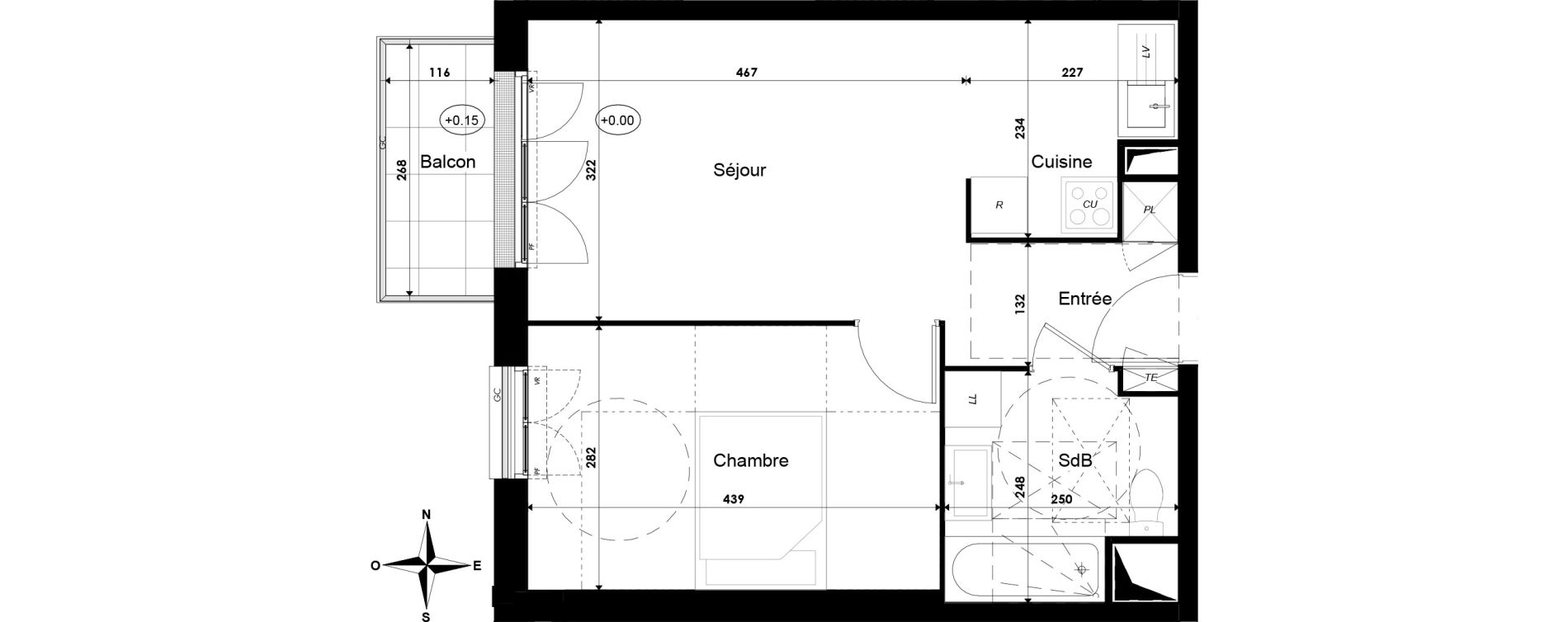 Appartement T2 de 40,97 m2 &agrave; Savigny-Le-Temple Centre