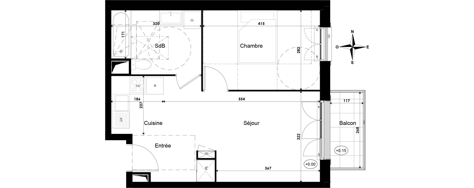 Appartement T2 de 42,39 m2 &agrave; Savigny-Le-Temple Centre