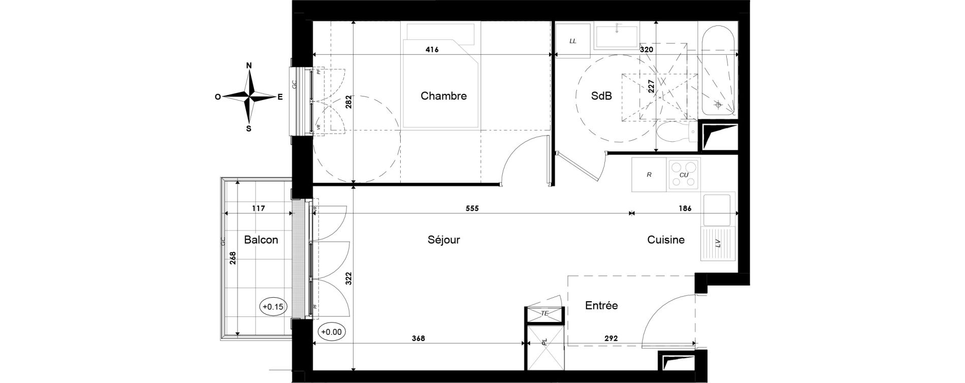 Appartement T2 de 42,45 m2 &agrave; Savigny-Le-Temple Centre