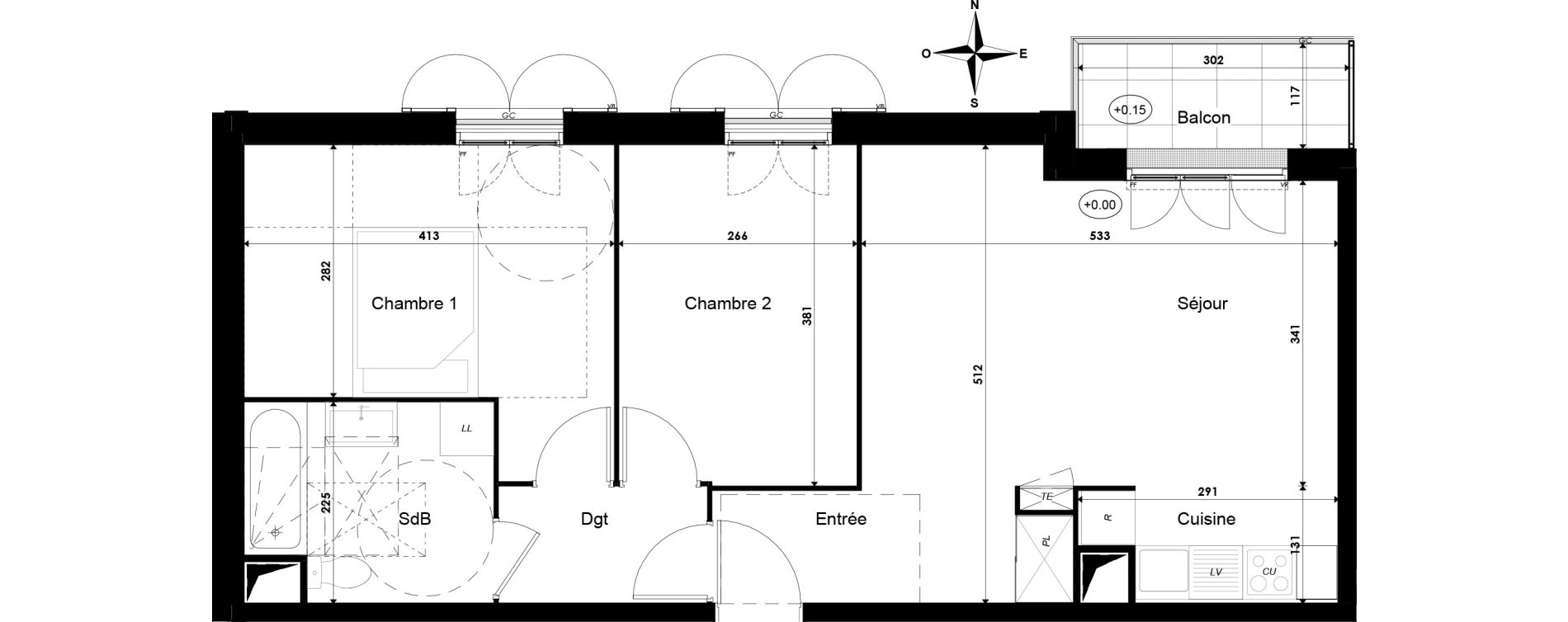 Appartement T3 de 59,27 m2 &agrave; Savigny-Le-Temple Centre