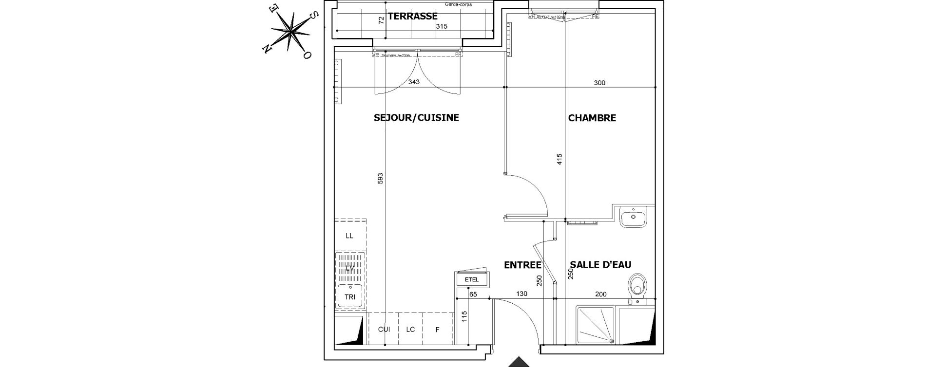 Appartement T2 de 38,93 m2 &agrave; Savigny-Le-Temple Le miroir d eau