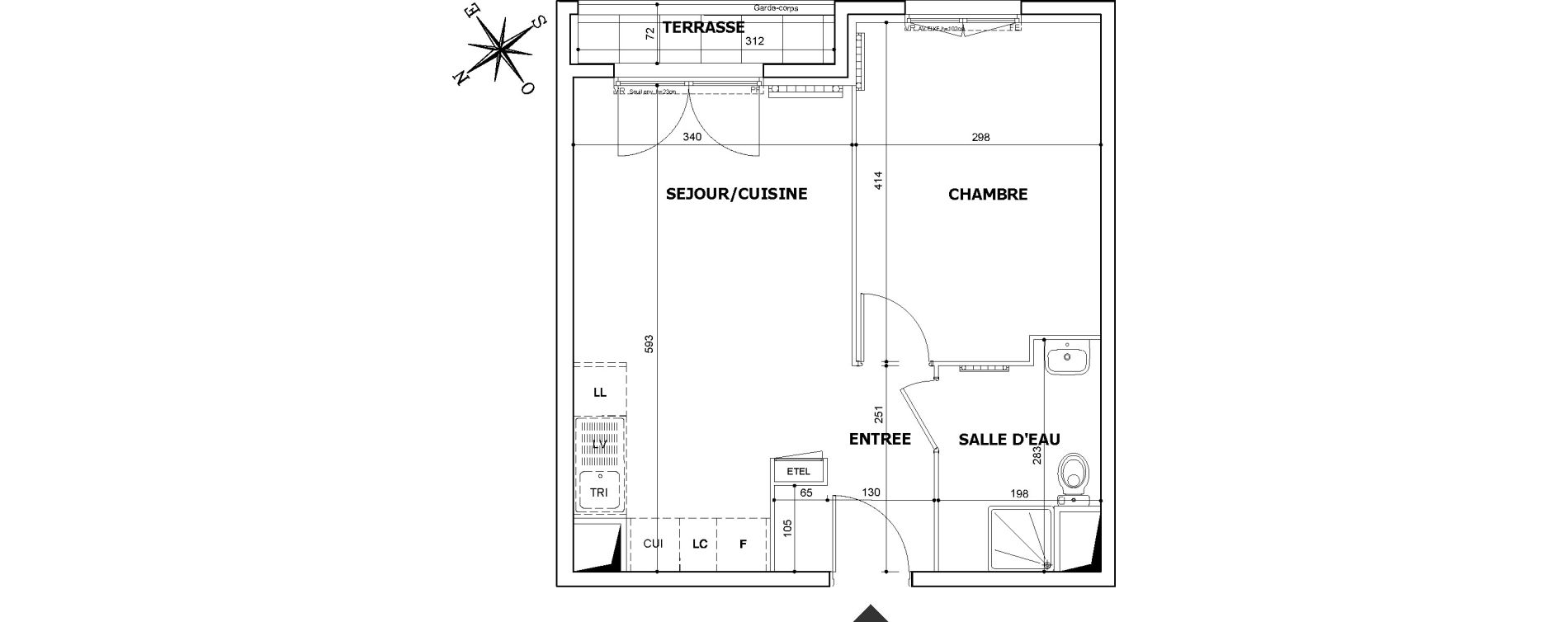 Appartement T2 de 38,81 m2 &agrave; Savigny-Le-Temple Le miroir d eau