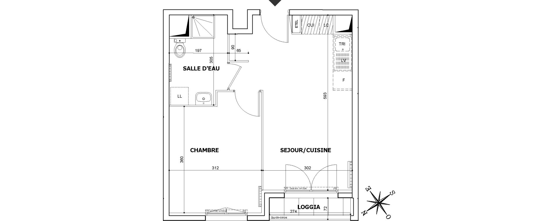 Appartement T2 de 36,86 m2 &agrave; Savigny-Le-Temple Le miroir d eau