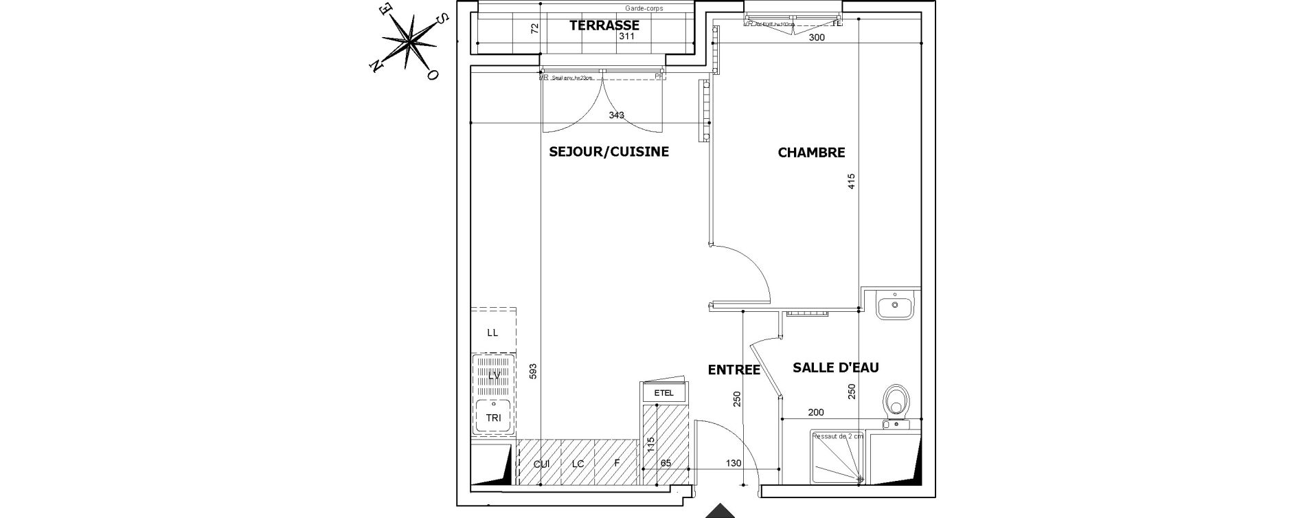 Appartement T2 de 38,95 m2 &agrave; Savigny-Le-Temple Le miroir d eau