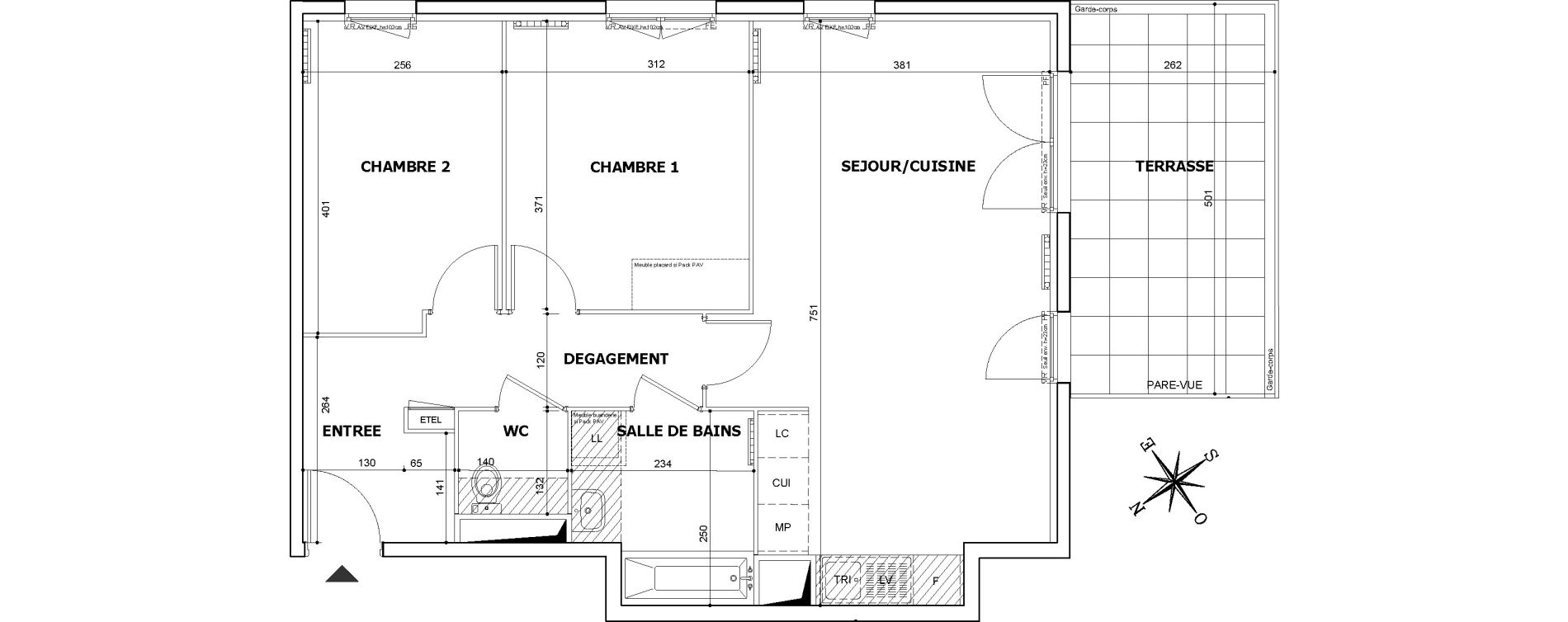 Appartement T3 de 65,35 m2 &agrave; Savigny-Le-Temple Le miroir d eau