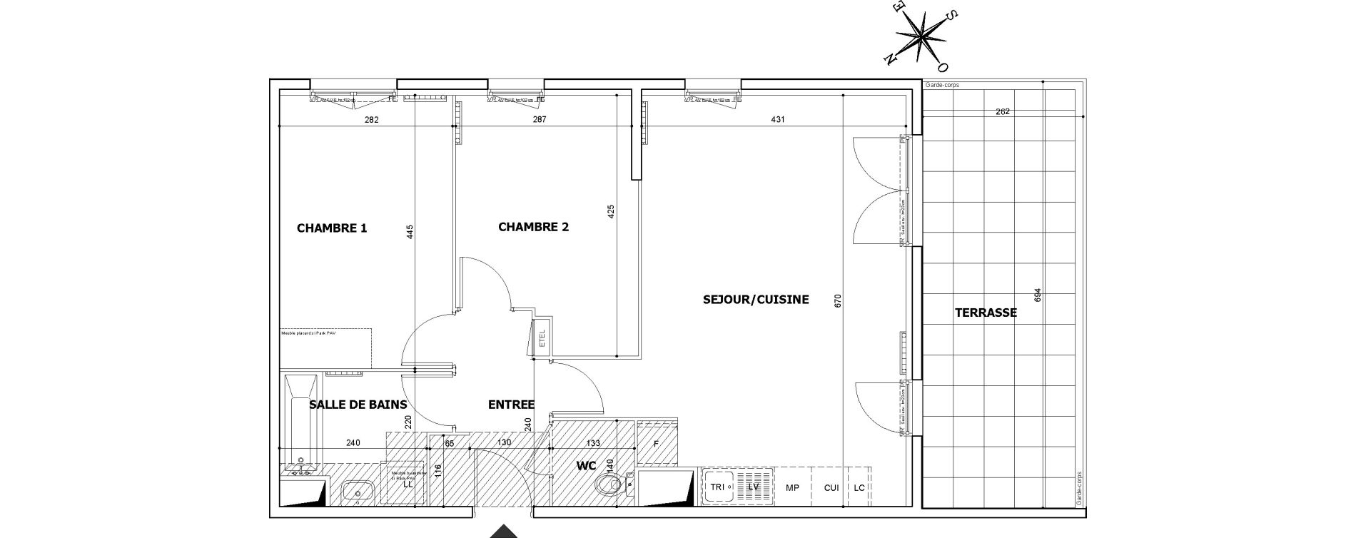 Appartement T3 de 65,81 m2 &agrave; Savigny-Le-Temple Le miroir d eau