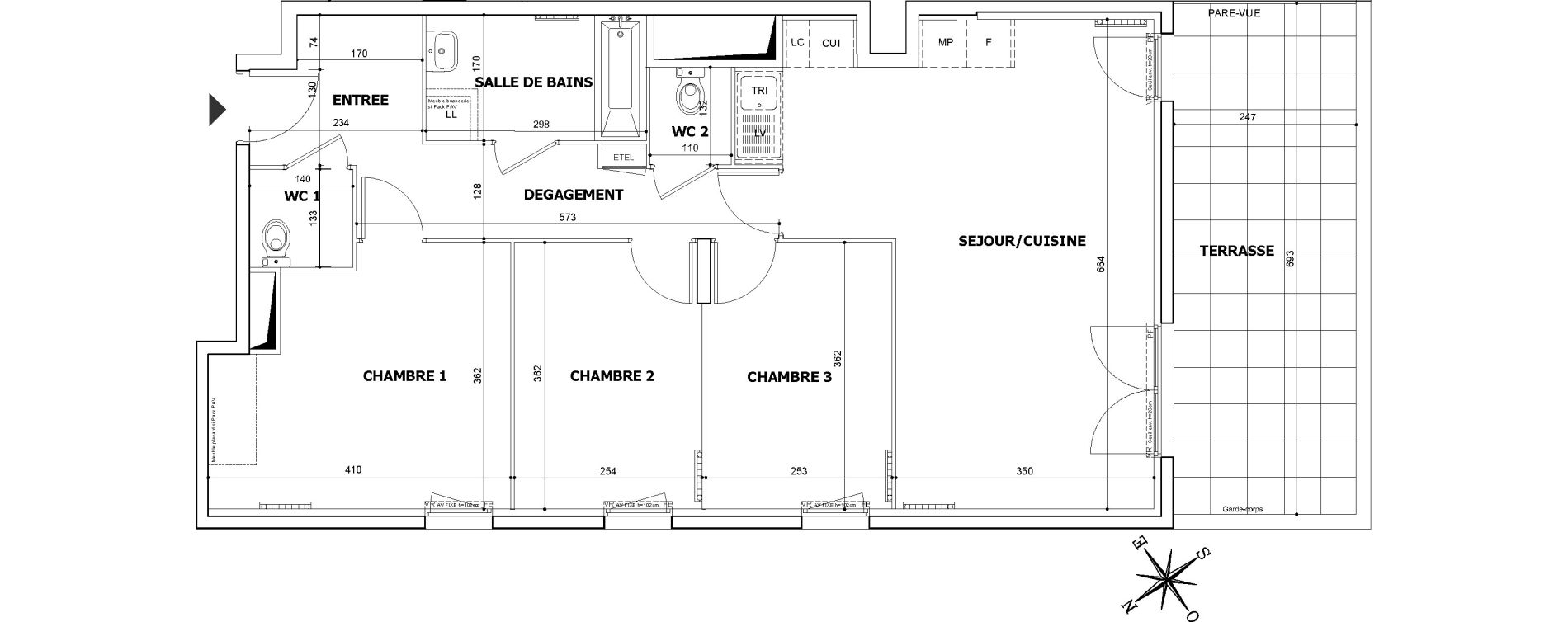 Appartement T4 de 78,25 m2 &agrave; Savigny-Le-Temple Le miroir d eau