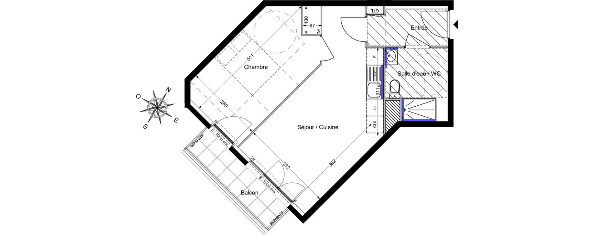 Appartement T2 de 42,37 m2 &agrave; Savigny-Le-Temple Centre