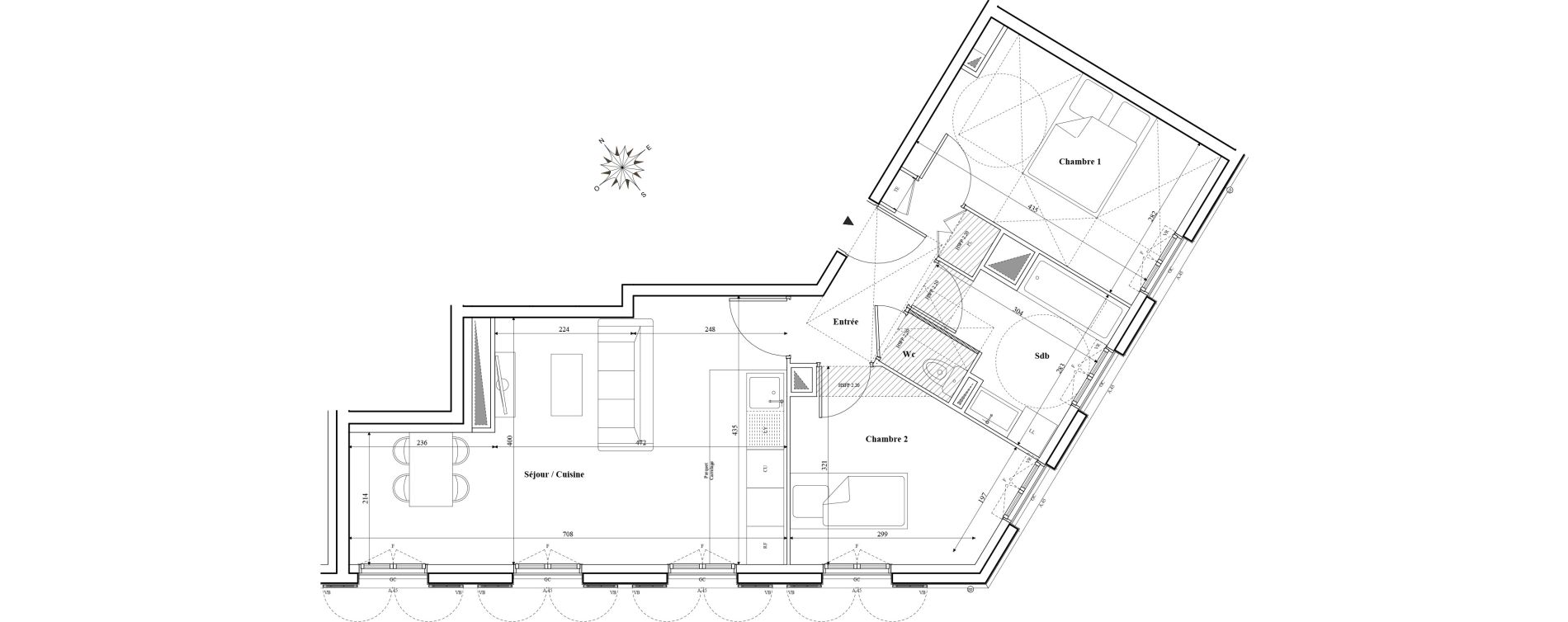 Appartement T3 de 58,83 m2 &agrave; Serris Parc