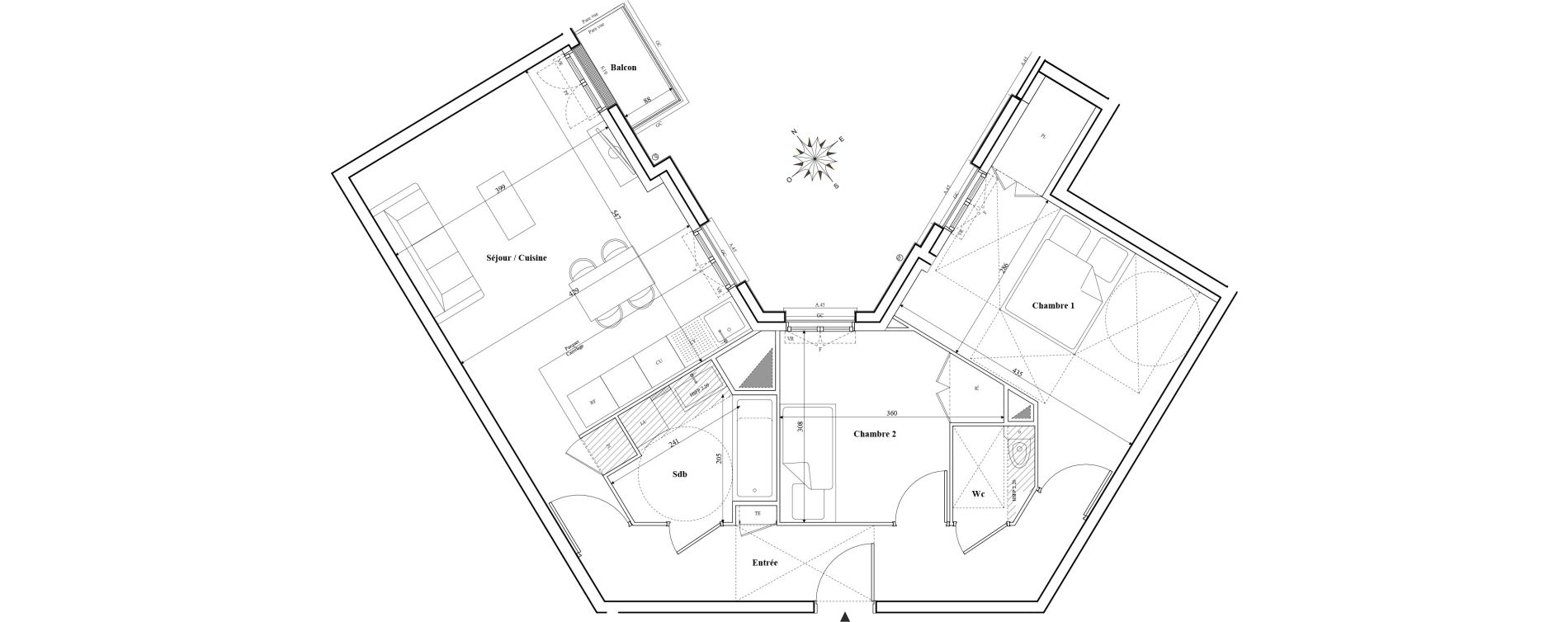 Appartement T3 de 65,92 m2 &agrave; Serris Parc