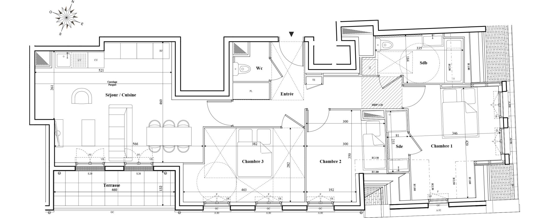 Appartement T4 de 80,61 m2 &agrave; Serris Parc