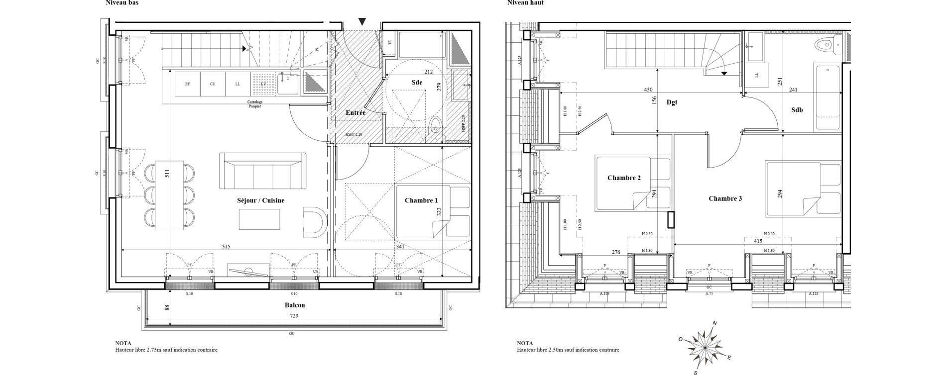 Duplex T4 de 85,10 m2 &agrave; Serris Parc