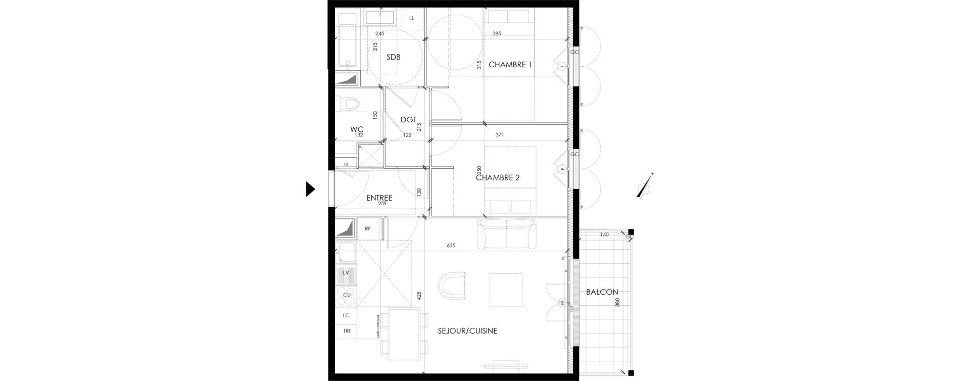 Appartement T3 de 61,40 m2 &agrave; Serris Le pr&eacute; de claye