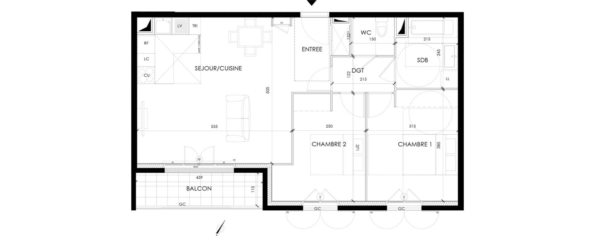 Appartement T3 de 62,40 m2 &agrave; Serris Le pr&eacute; de claye