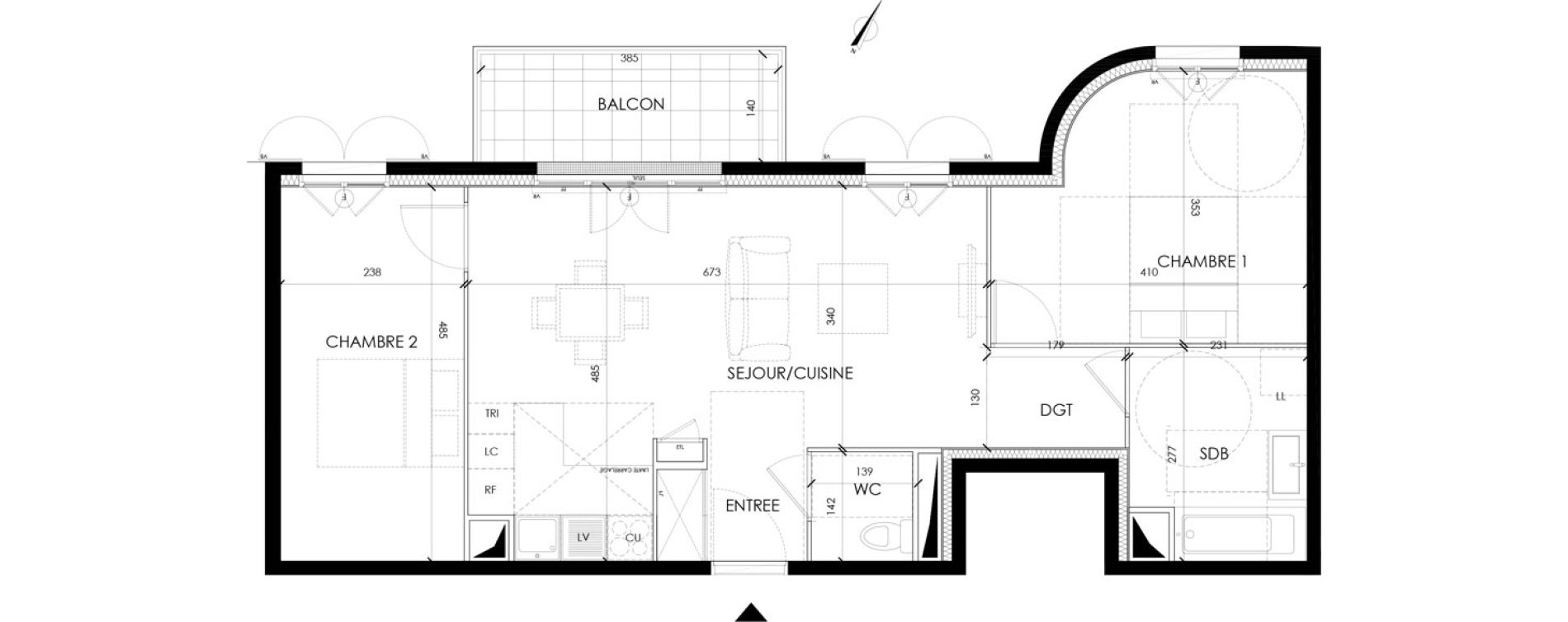 Appartement T3 de 63,00 m2 &agrave; Serris Le pr&eacute; de claye