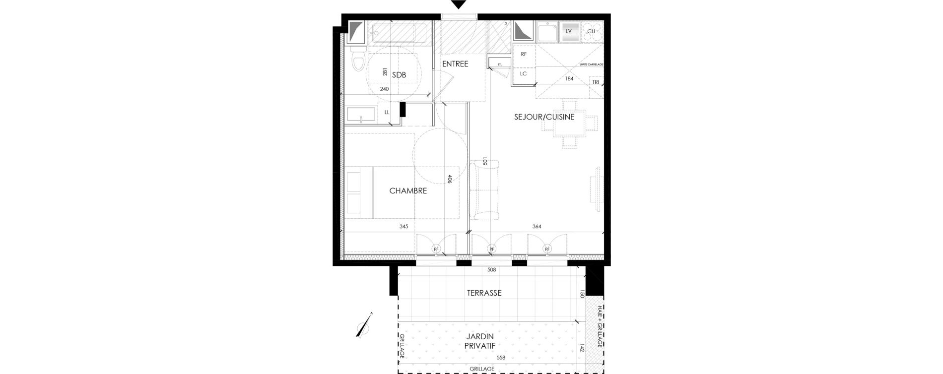 Appartement T2 de 42,50 m2 &agrave; Serris Le pr&eacute; de claye