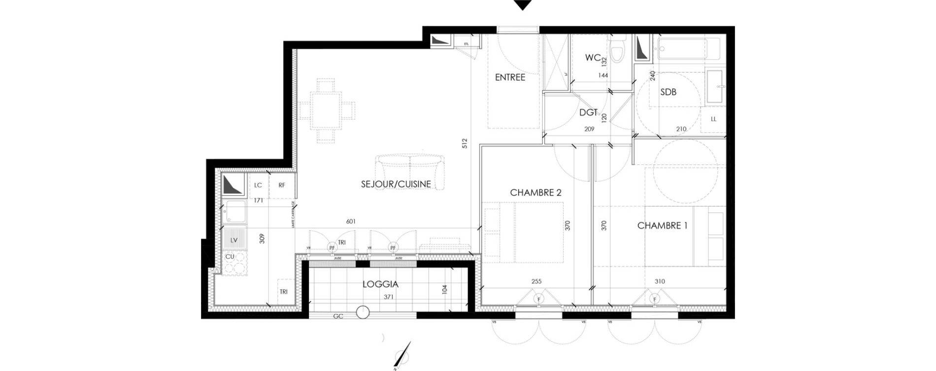 Appartement T3 de 60,20 m2 &agrave; Serris Le pr&eacute; de claye