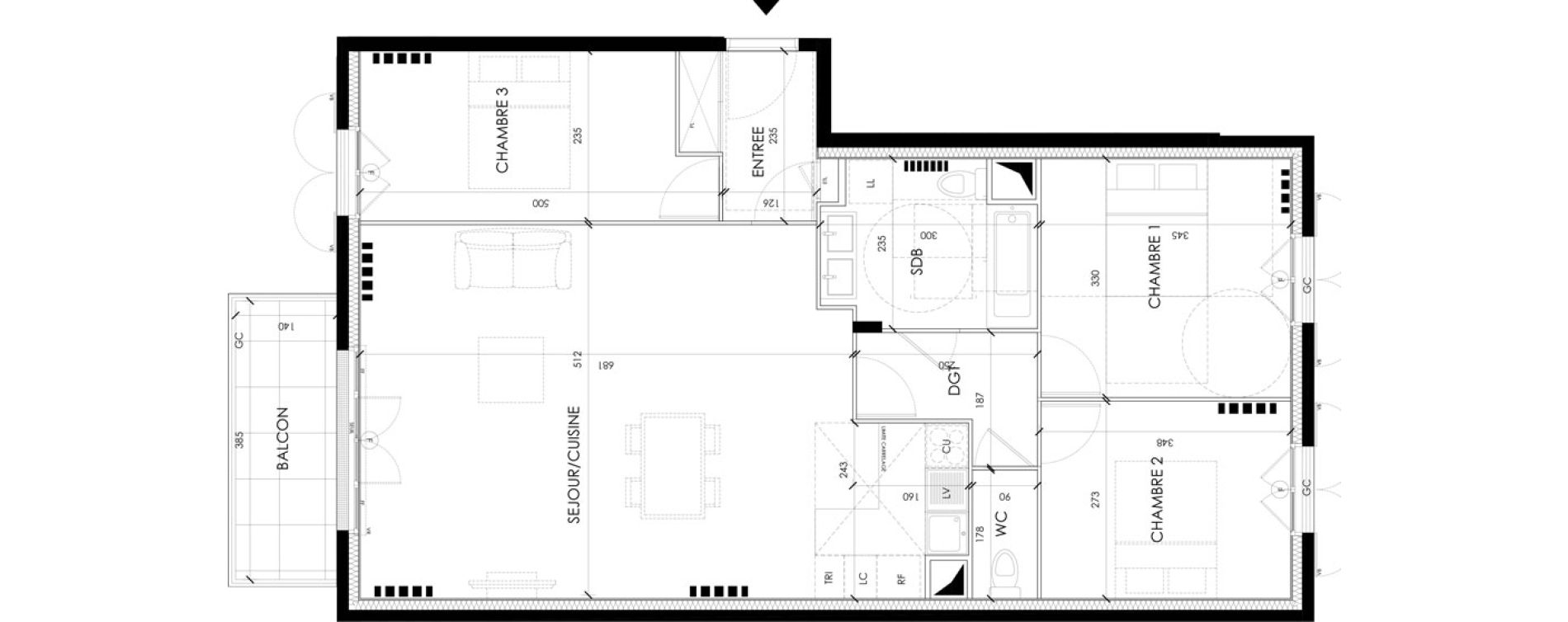 Appartement T4 de 85,20 m2 &agrave; Serris Le pr&eacute; de claye