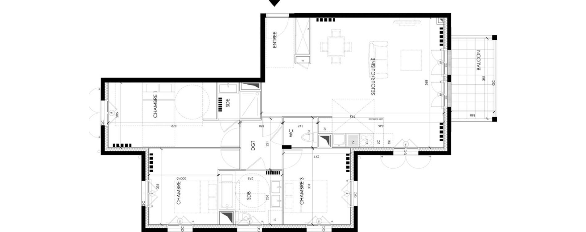 Appartement T4 de 89,80 m2 &agrave; Serris Le pr&eacute; de claye