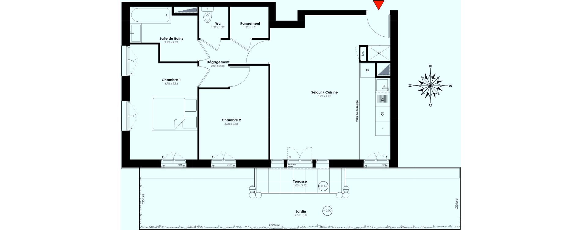 Appartement T3 de 63,40 m2 &agrave; Serris Le pr&eacute; de claye