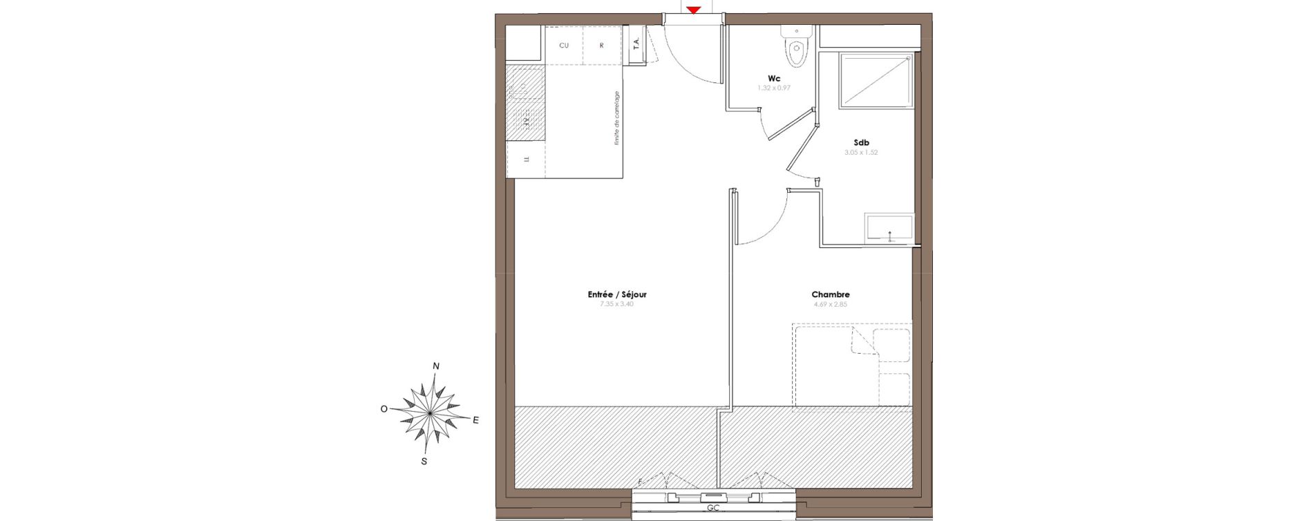 Appartement T2 de 44,80 m2 &agrave; Serris Le pr&eacute; de claye