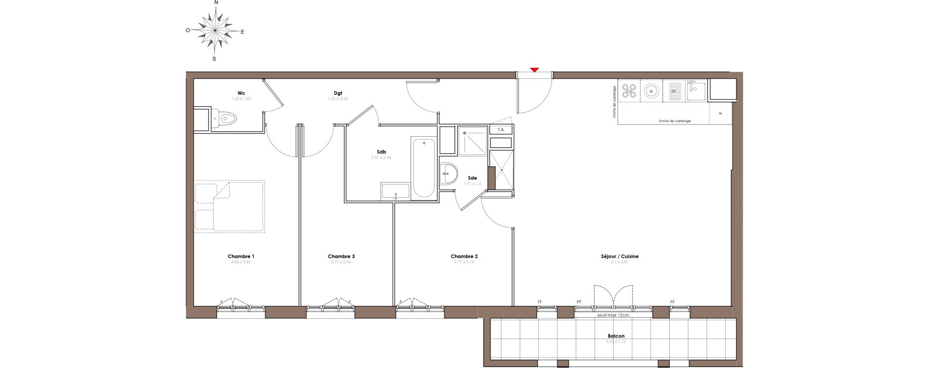 Appartement T4 de 84,50 m2 &agrave; Serris Le pr&eacute; de claye