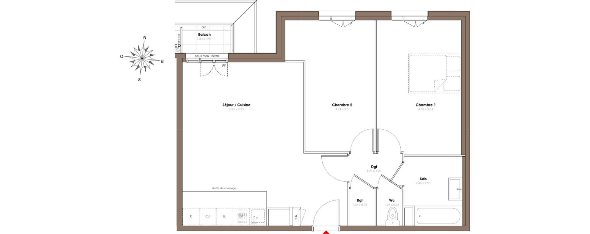 Appartement T3 de 65,50 m2 &agrave; Serris Le pr&eacute; de claye