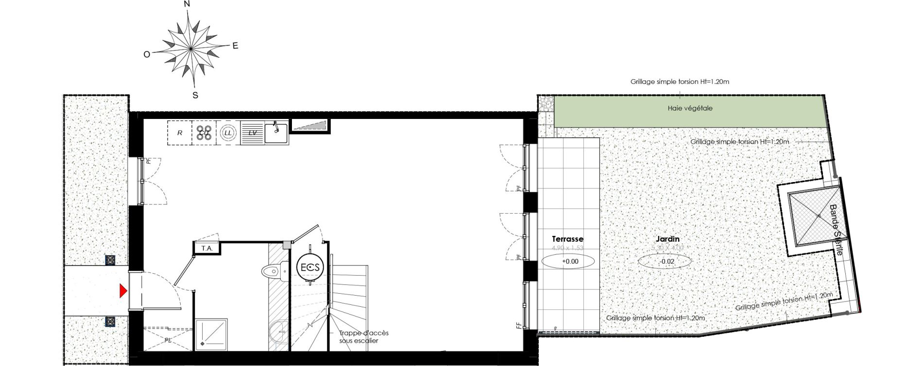 Maison T5 de 98,50 m2 &agrave; Serris Le pr&eacute; de claye
