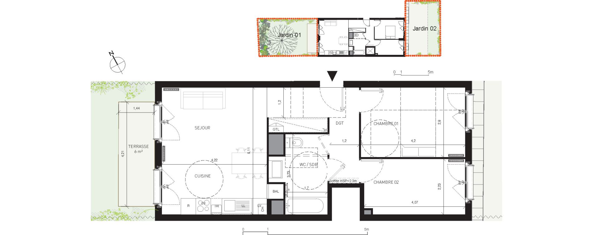 Appartement T3 de 57,70 m2 &agrave; Serris Centre