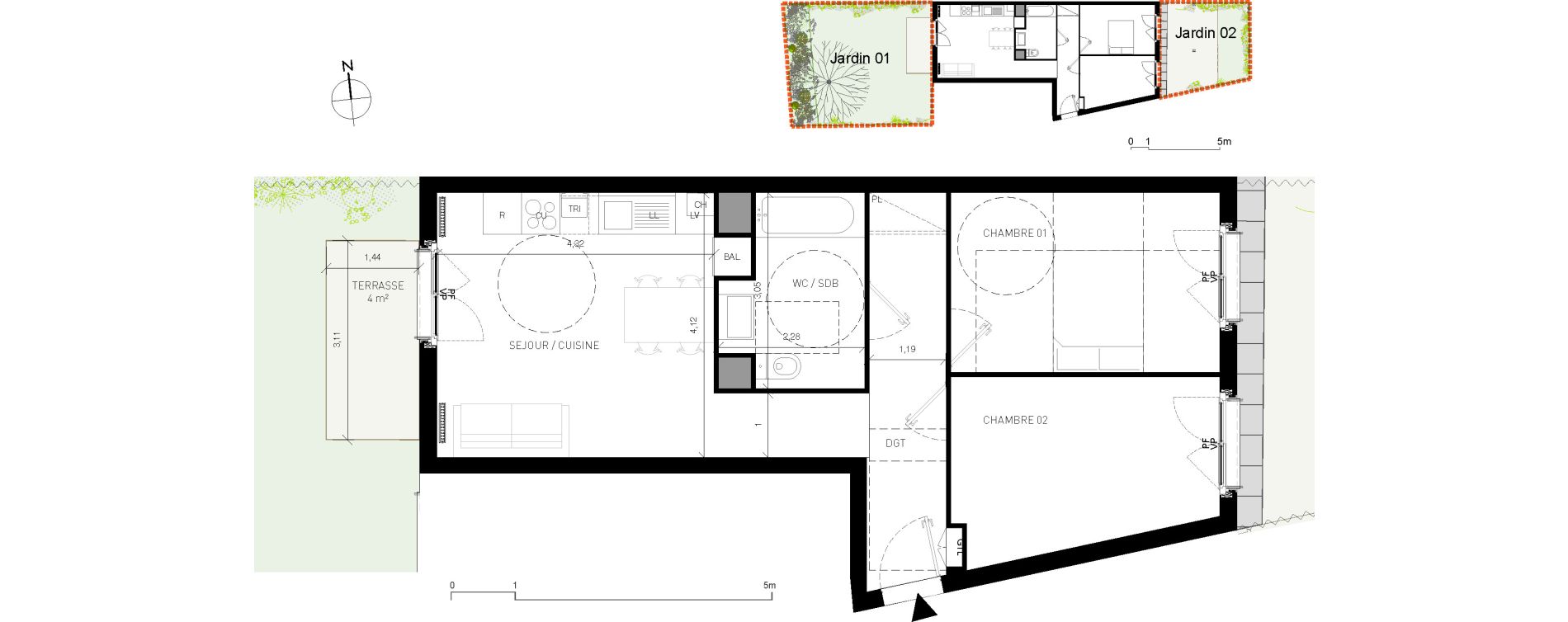 Appartement T3 de 56,00 m2 &agrave; Serris Centre