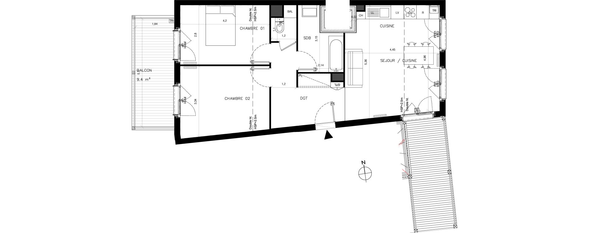 Appartement T3 de 64,40 m2 &agrave; Serris Centre