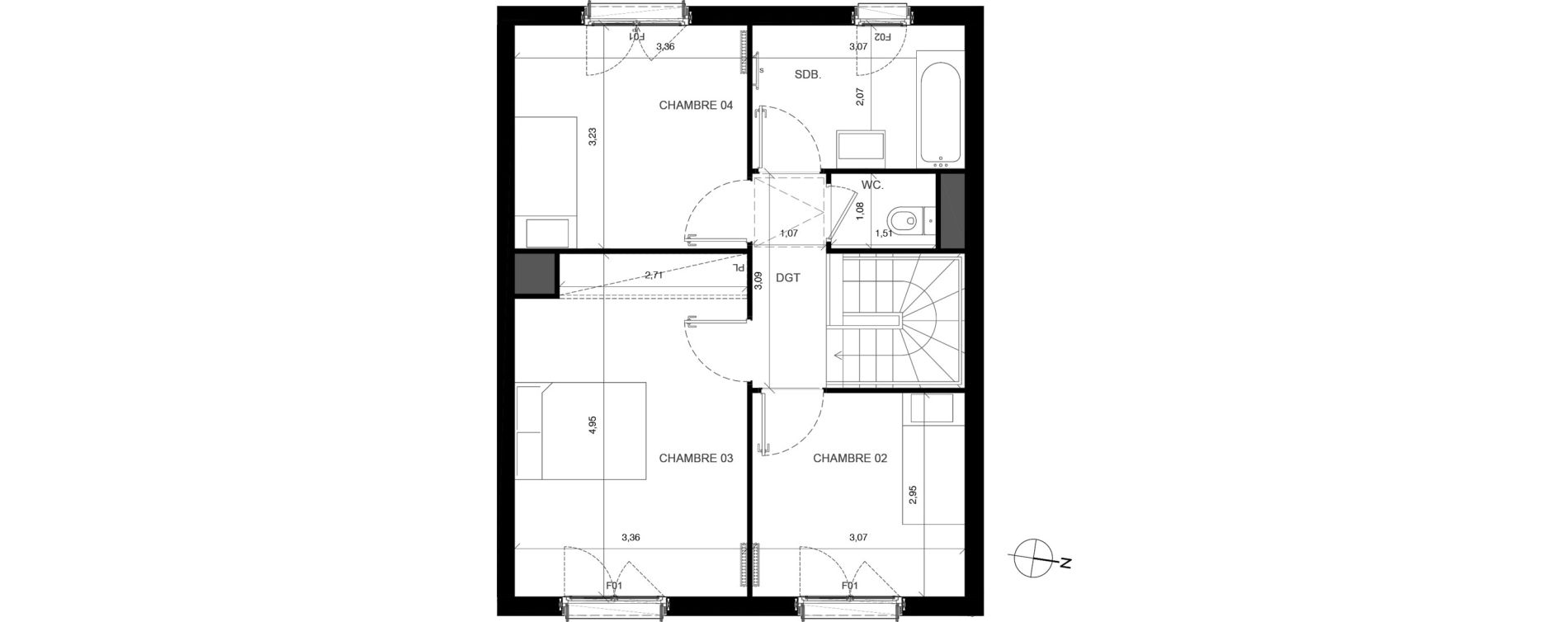 Maison T5 de 97,10 m2 &agrave; Serris Centre