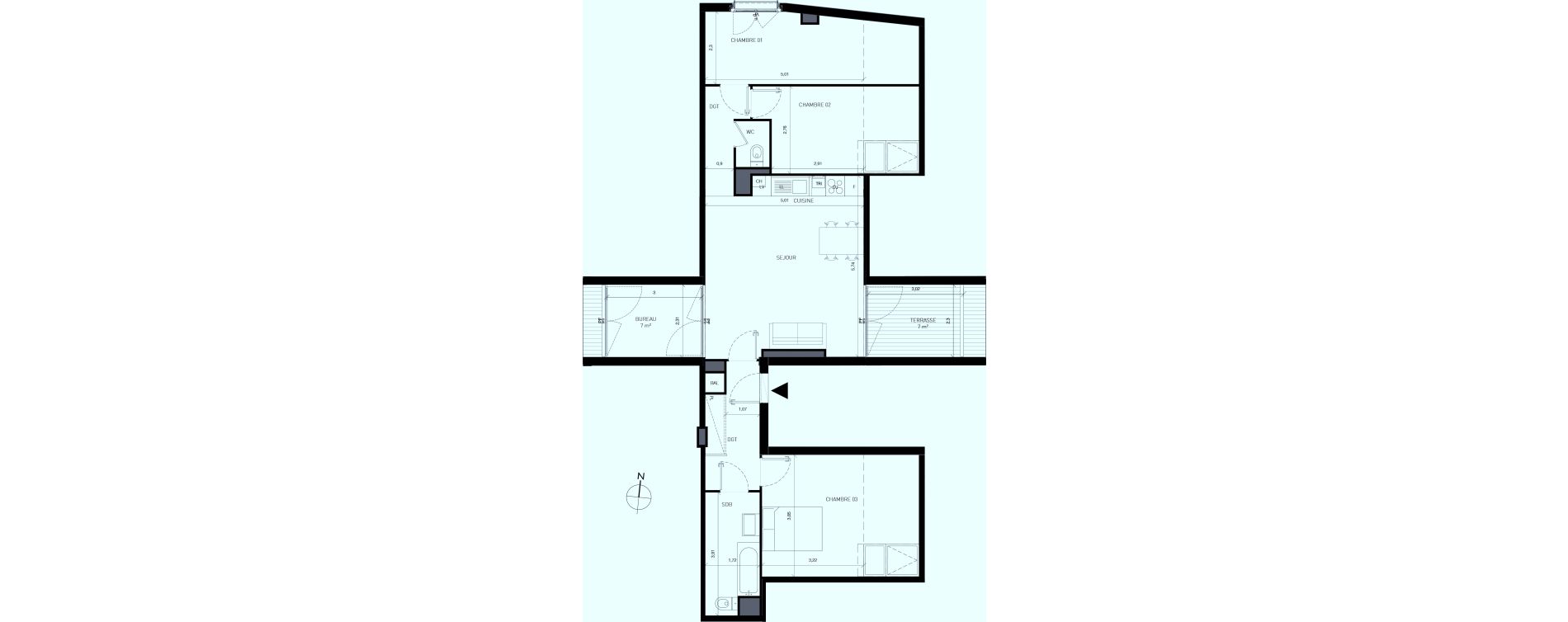 Appartement T4 de 86,80 m2 &agrave; Serris Centre