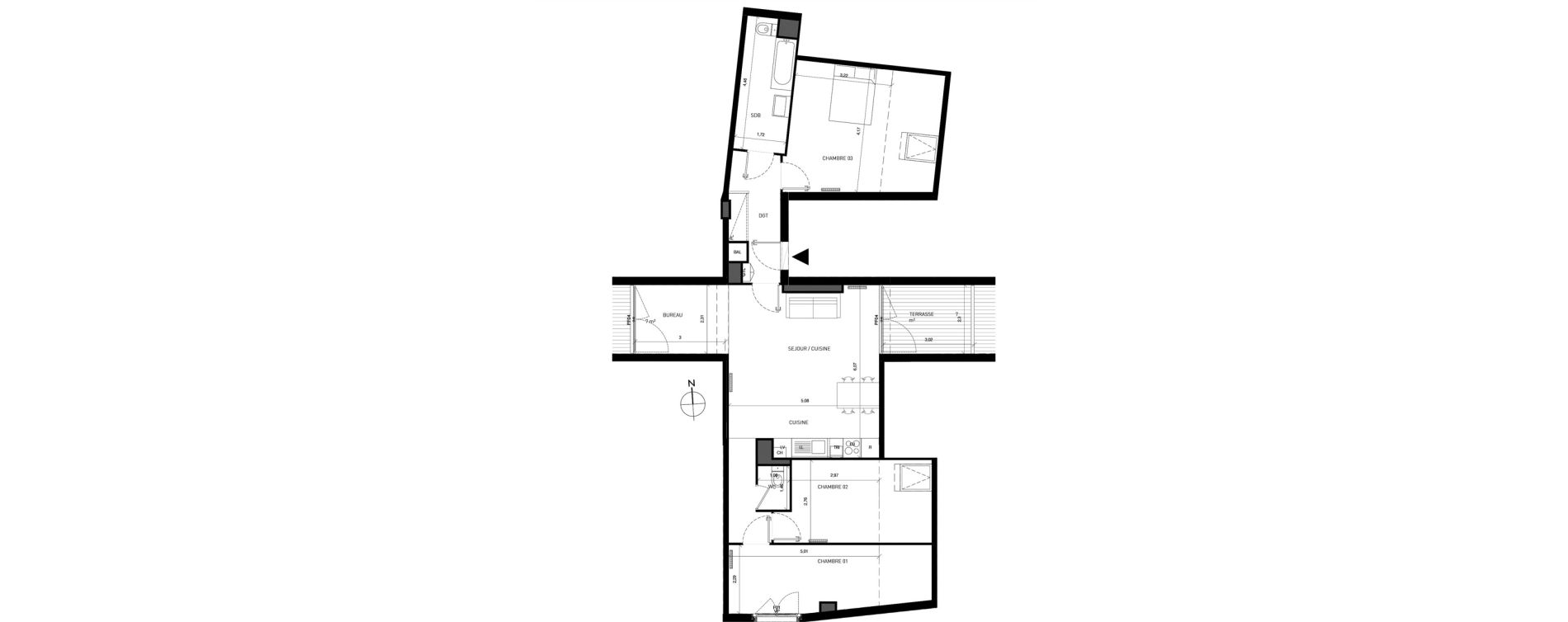 Appartement T4 de 89,20 m2 &agrave; Serris Centre