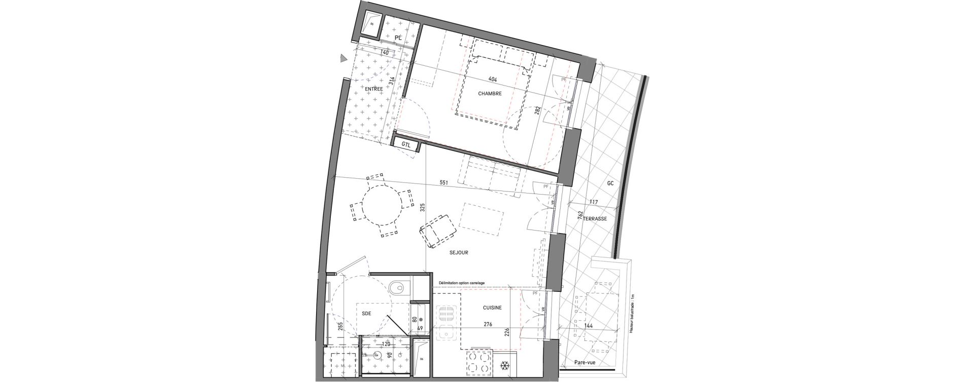 Appartement T2 de 45,23 m2 &agrave; Serris Le pr&eacute; de claye