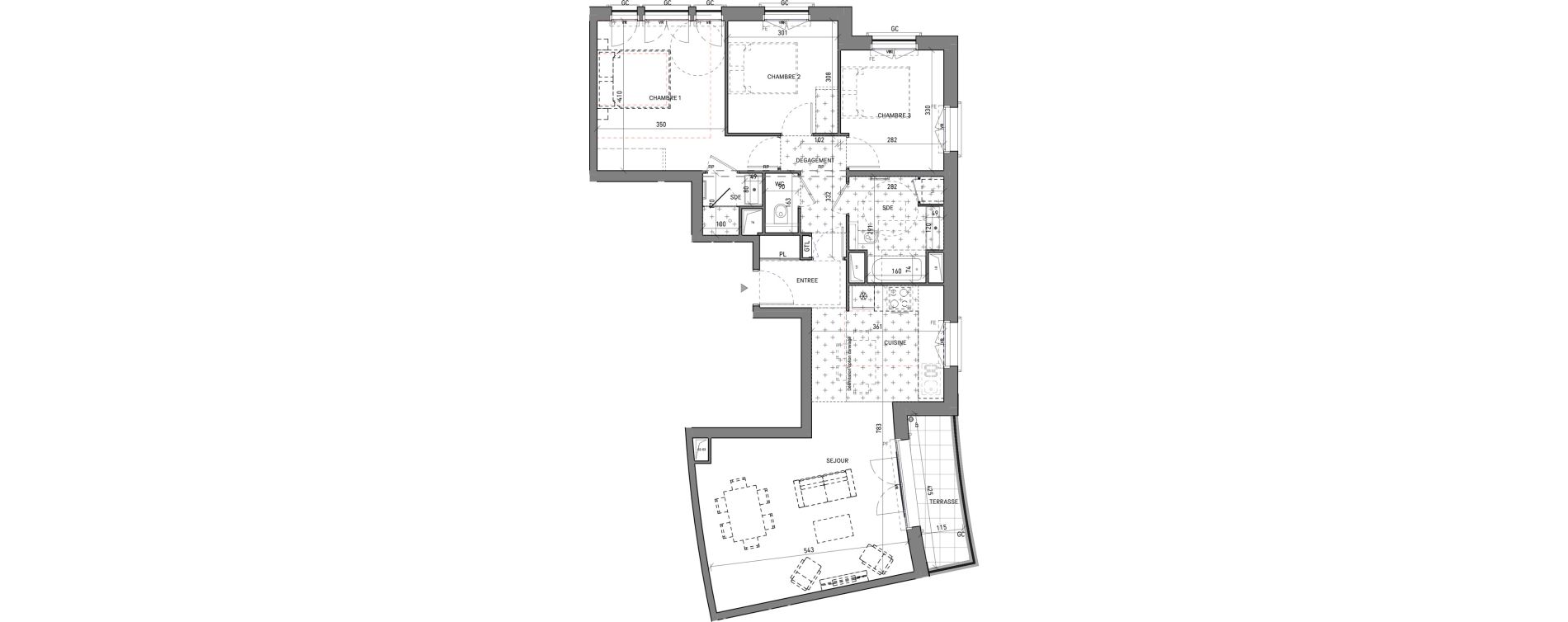 Appartement T4 de 88,83 m2 &agrave; Serris Le pr&eacute; de claye