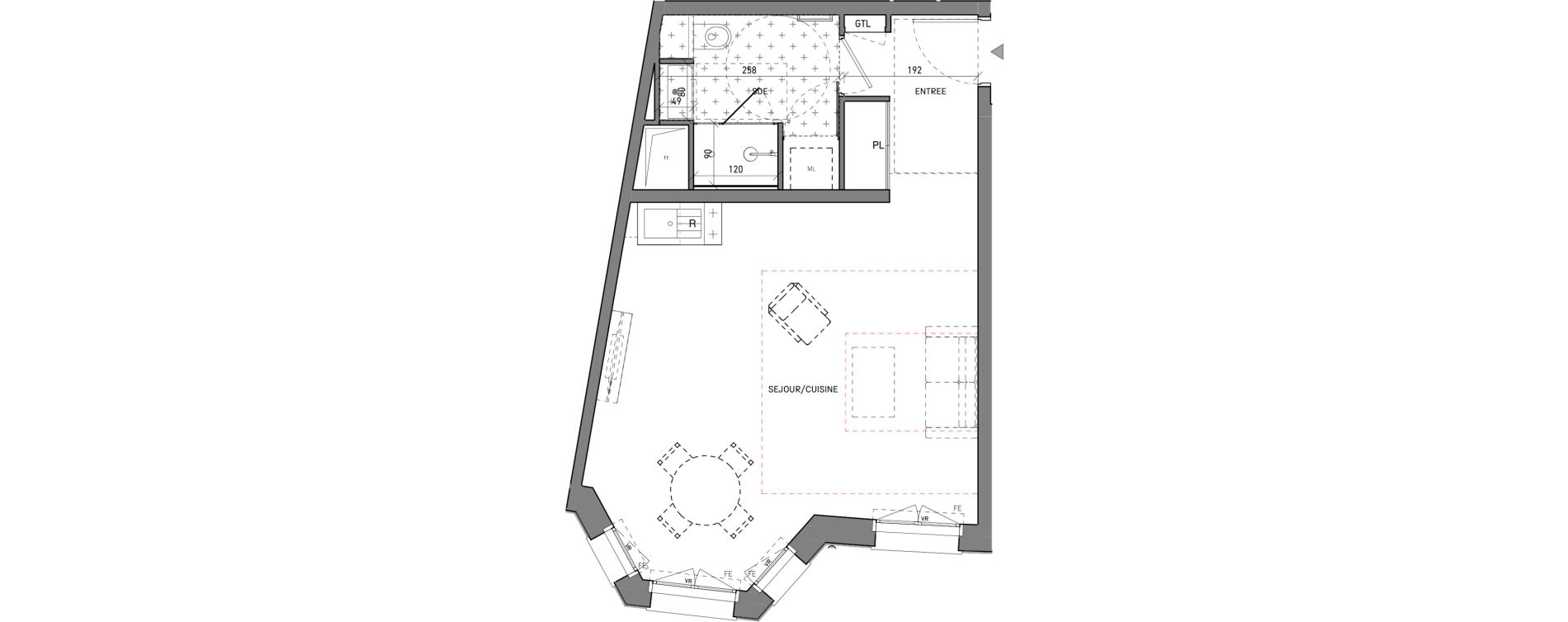 Appartement T1 de 37,06 m2 &agrave; Serris Le pr&eacute; de claye