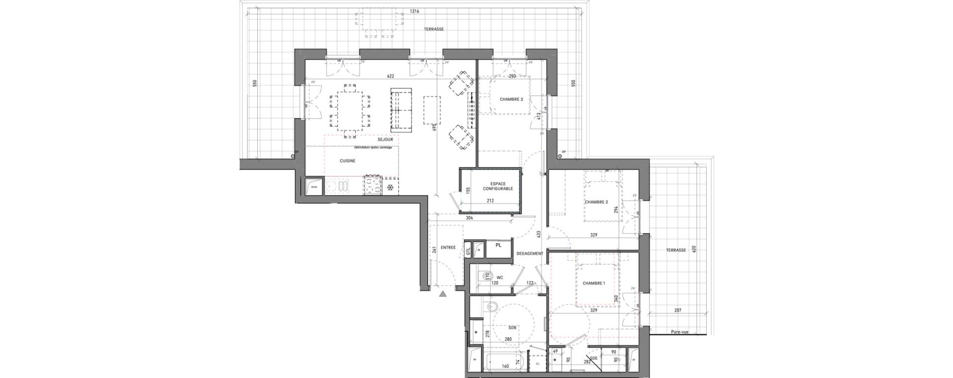 Appartement T4 de 86,46 m2 &agrave; Serris Le pr&eacute; de claye