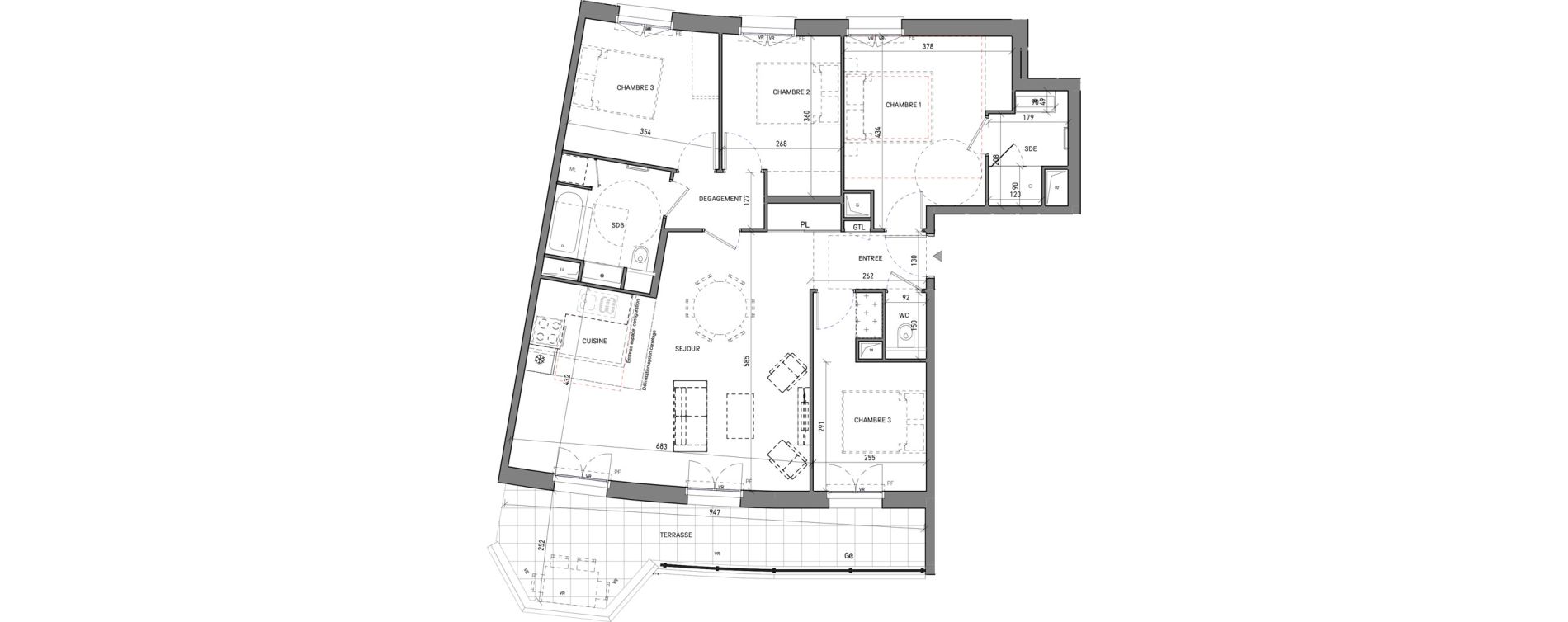 Appartement T5 de 93,79 m2 &agrave; Serris Le pr&eacute; de claye