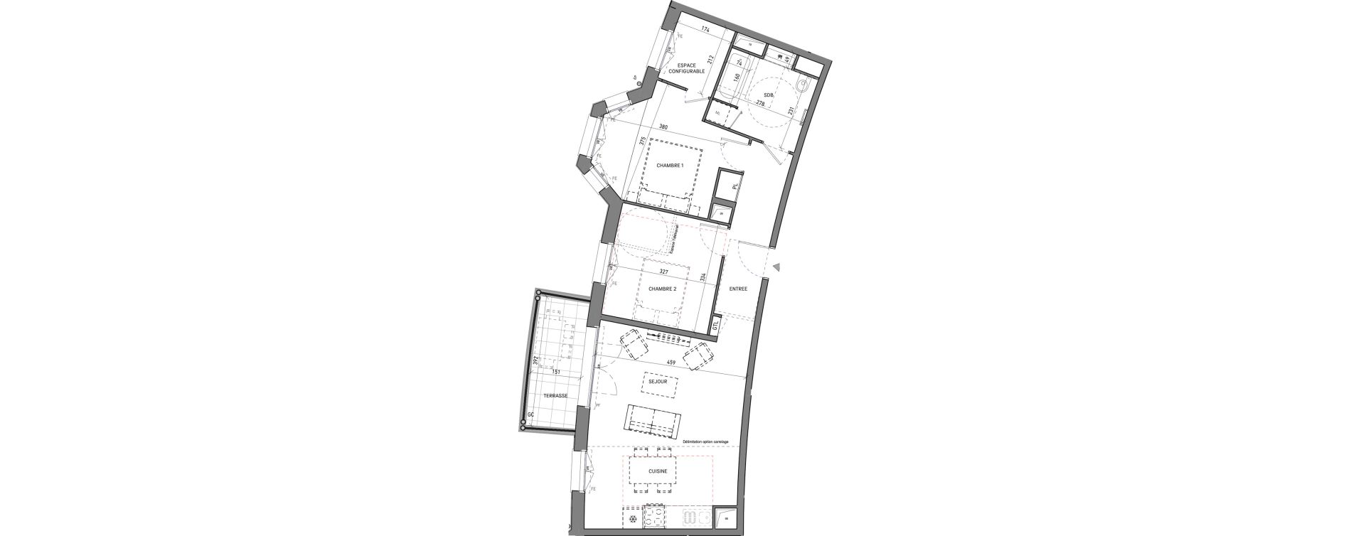 Appartement T3 de 68,74 m2 &agrave; Serris Le pr&eacute; de claye
