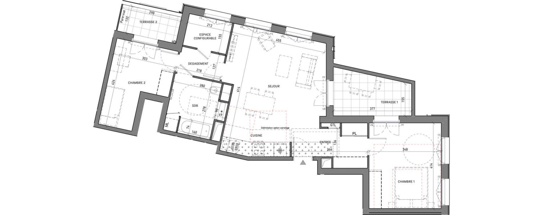 Appartement T3 de 69,86 m2 &agrave; Serris Le pr&eacute; de claye