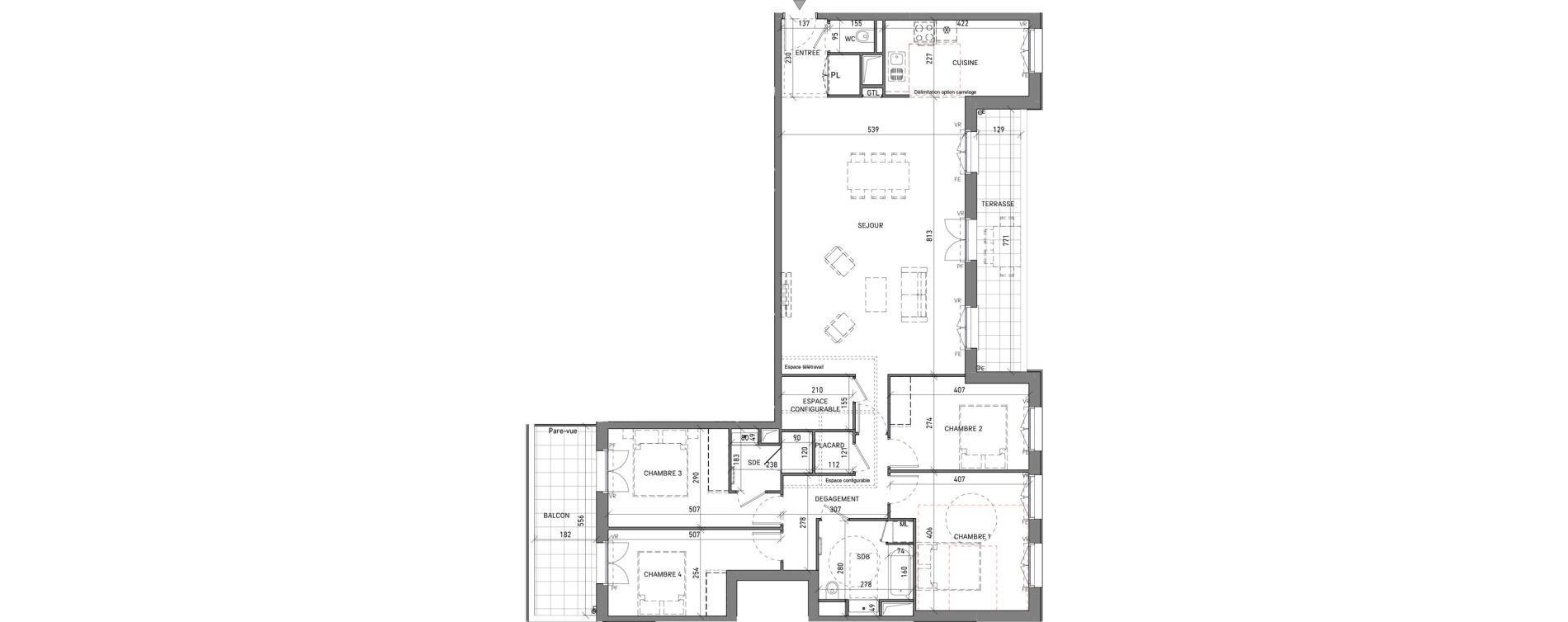 Appartement T5 de 130,02 m2 &agrave; Serris Le pr&eacute; de claye