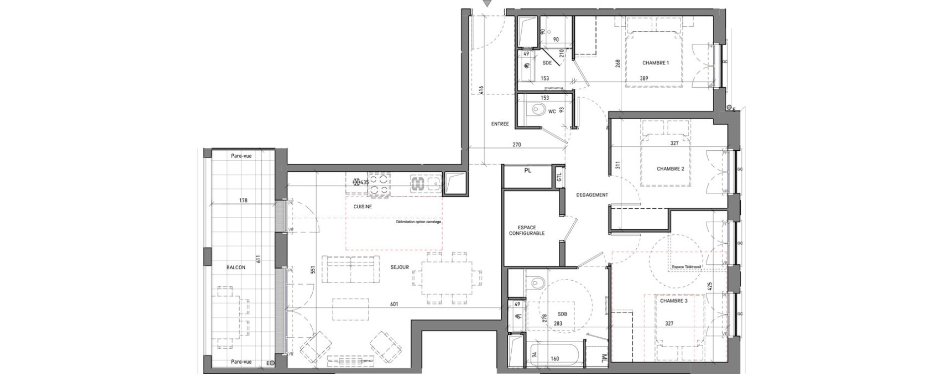 Appartement T4 de 89,07 m2 &agrave; Serris Le pr&eacute; de claye