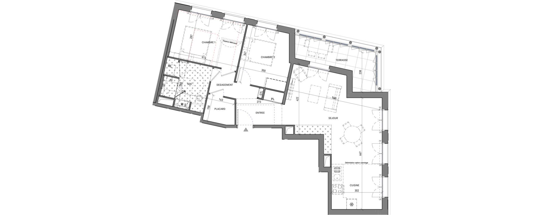 Appartement T3 de 72,36 m2 &agrave; Serris Le pr&eacute; de claye