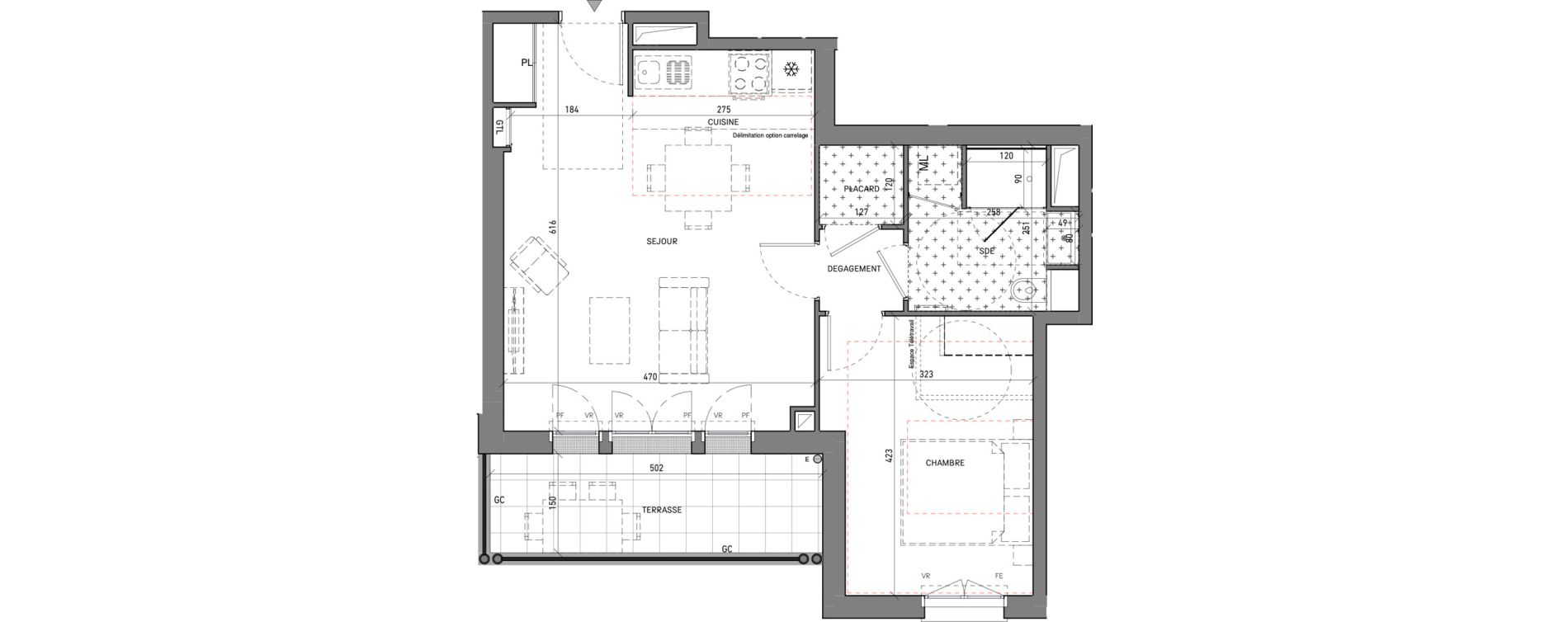 Appartement T2 de 49,31 m2 &agrave; Serris Le pr&eacute; de claye