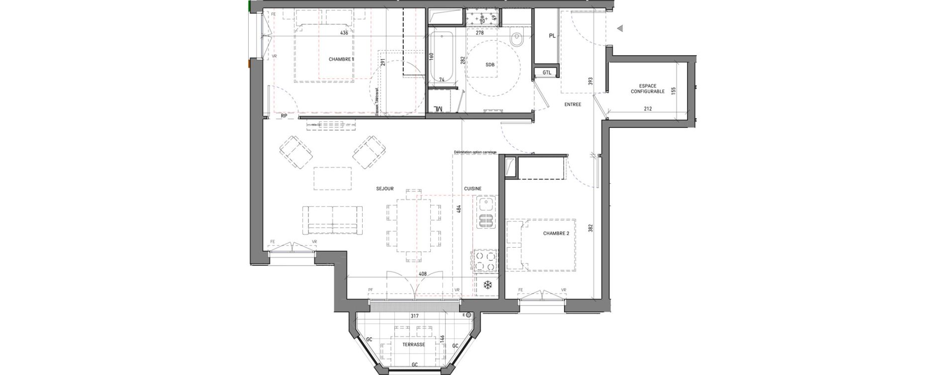 Appartement T3 de 68,62 m2 &agrave; Serris Le pr&eacute; de claye