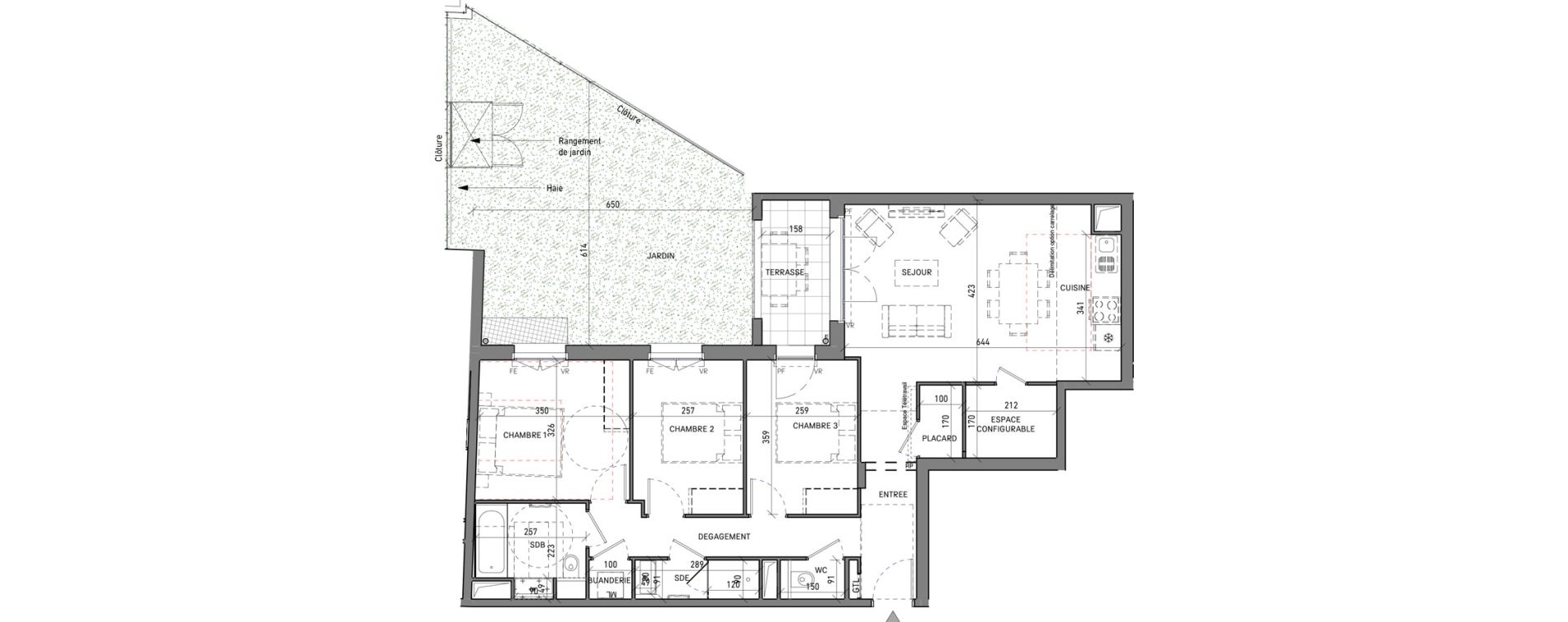 Appartement T4 de 83,95 m2 &agrave; Serris Le pr&eacute; de claye